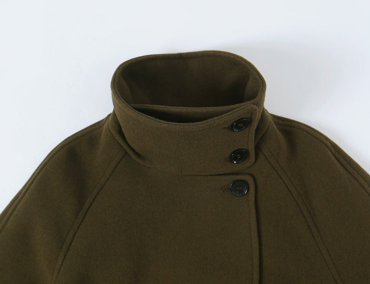 Women's with belt standing collar coat