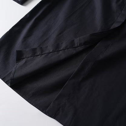 Women's waist-tied belted shirt-style midi dress