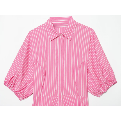 Women's casual striped poplin shirt