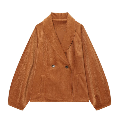 Women's waist cinched style double breasted jacket Coat