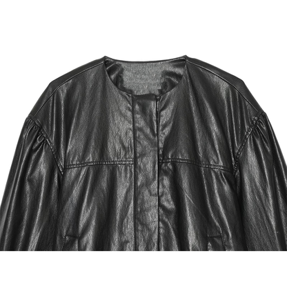 Women's balloon shaped Faux Leather jacket Coat
