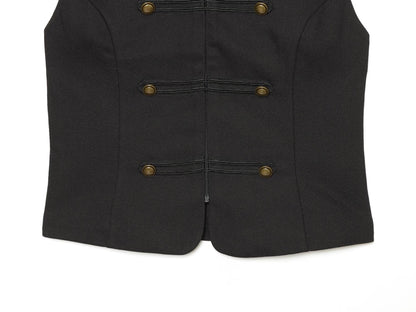 Women's slim double breasted twill vest