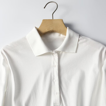 Women's casual versatile long sleeved polo shirt