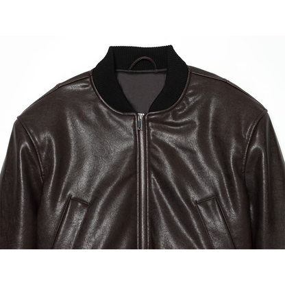 Women's short leather effect pilot jacket Coat