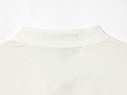 Women's lace up collar pleated shirt