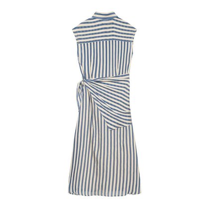 Women's detachable waist design striped dress