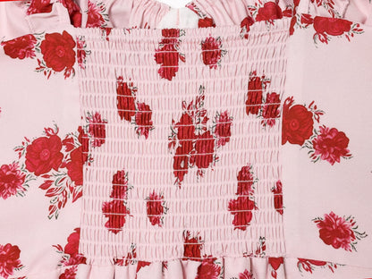 Women's printed ruffle edge suspender dress