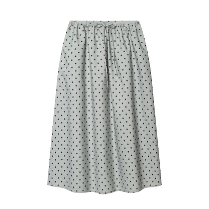 Women's bow decoration casual polka dot MIDI skirt