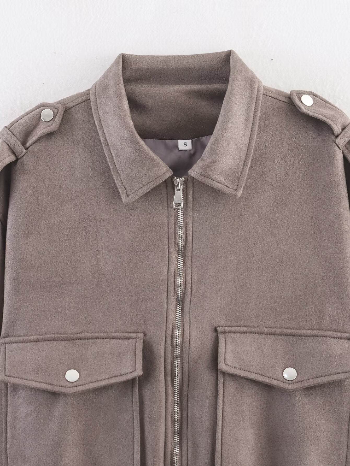 Women 2025 New Long-sleeved Suede textured jacket