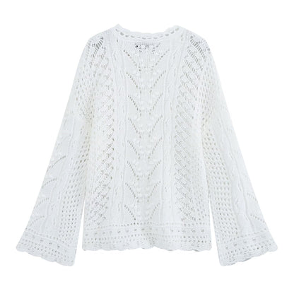 Women's hollow texture knitted sweater