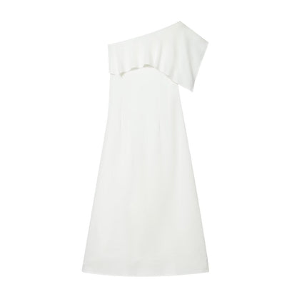 Women's linen blend asymmetrical dress