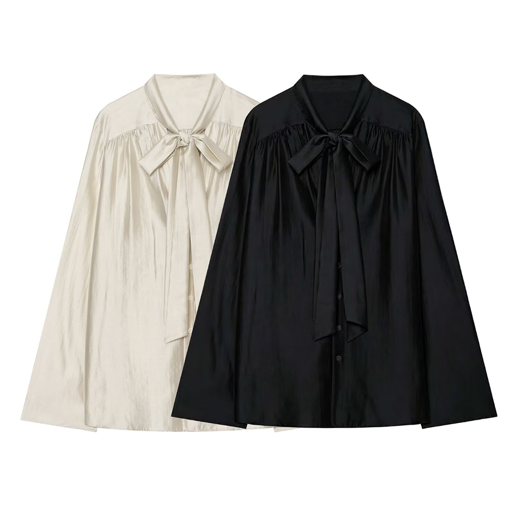 Women's scarf decoration loose V-neck shirt
