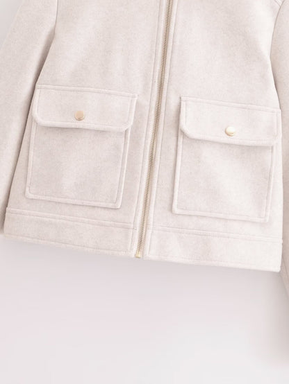 Women's short lapel woolen jacket Coat