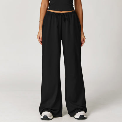 Women's new sanding drooping wide leg elastic drawstring trousers
