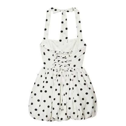 Women's polka dot halter neck mini dress