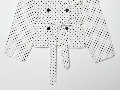 Women's with Belt polka dot windbreaker Coat