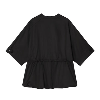 Women's O-Neck zipper short sleeved puffy Coat