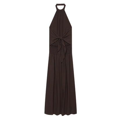 Women's beaded decorative halter neck dress