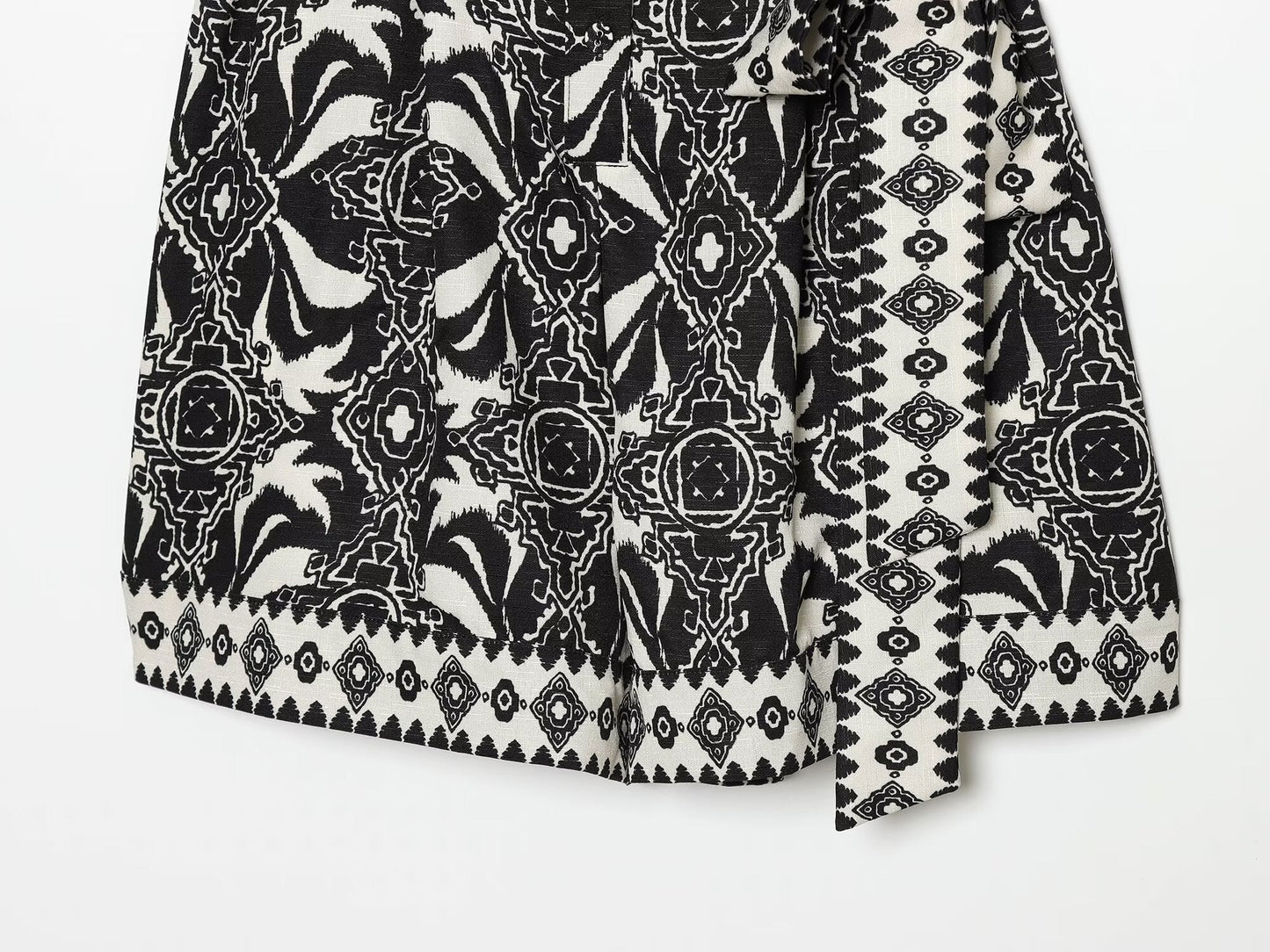 Women's with Belt vacation style printed jumpsuit shorts