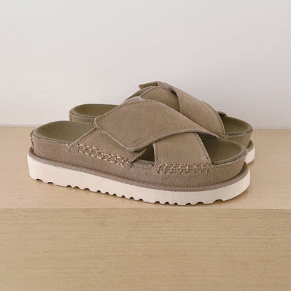 Women's 2026 new cross hook and loop platform slippers