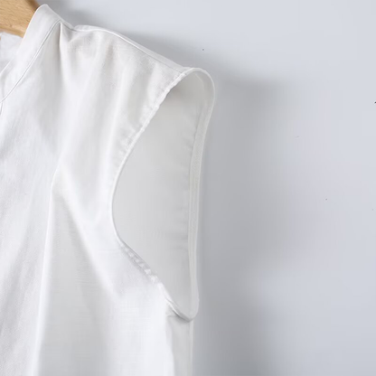 Women's casual linen blend sleeveless shirt