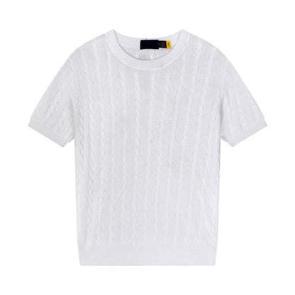 Women's new casual versatile embroidered O-neck short-sleeved T-shirt sweater
