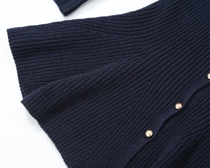 Women's A-line hem short skirt style knitted Coat