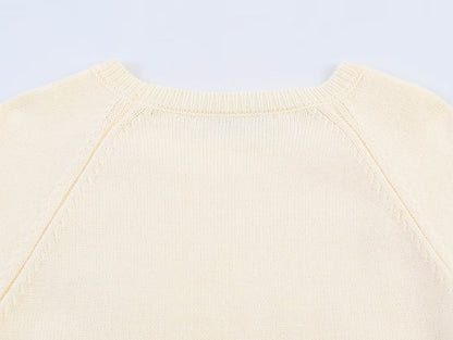 Women's rolled up sleeve patchwork knit sweater