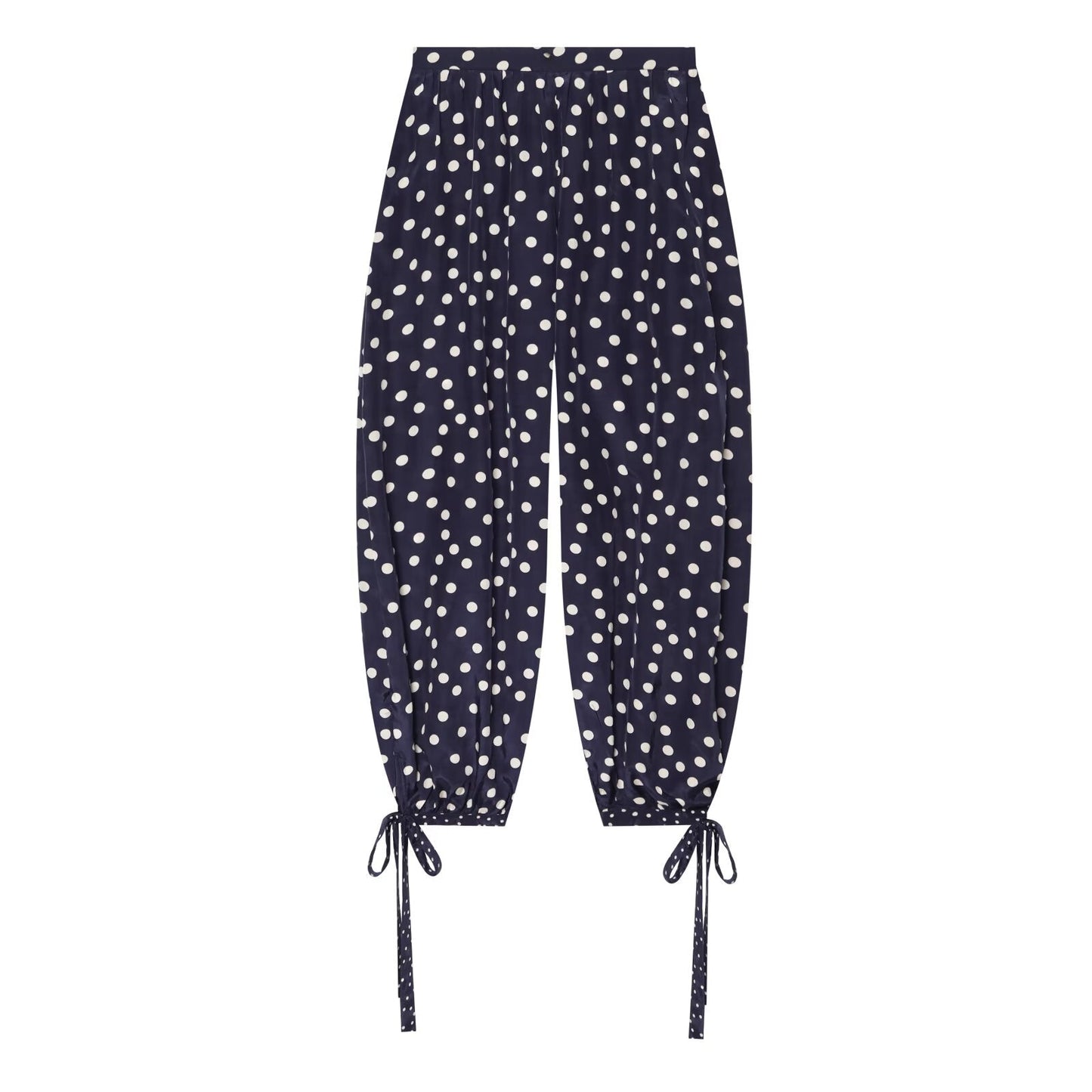 Women's bow decoration polka dot lantern pants