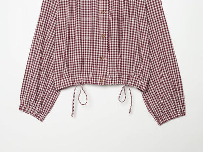 Women's with drawstring casual plaid Coat