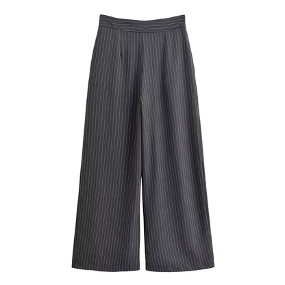 Women's casual striped wide leg pants