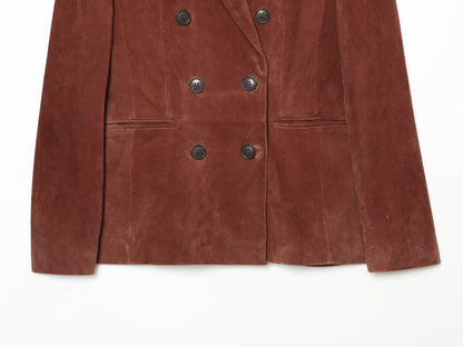 Women's slim double breasted suede Blazer Coat