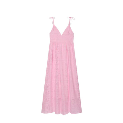 Women's hollowed out embroidered MIDI dress