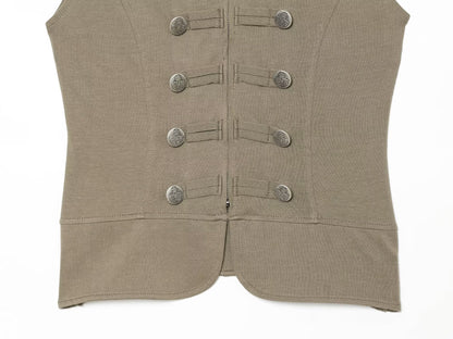 Women's buckle decoration slim zipper vest