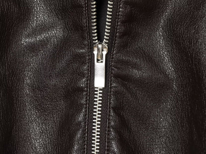 Women's drawstring decorative hooded faux leather Coat