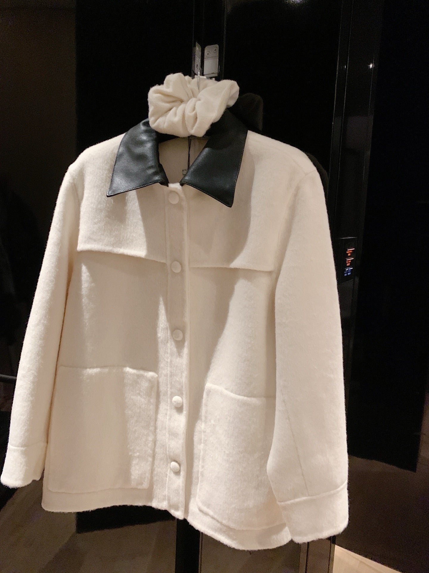 Women's new double-sided stitching leather collar coat