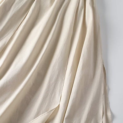 Women's solid linen blended MIDI dress