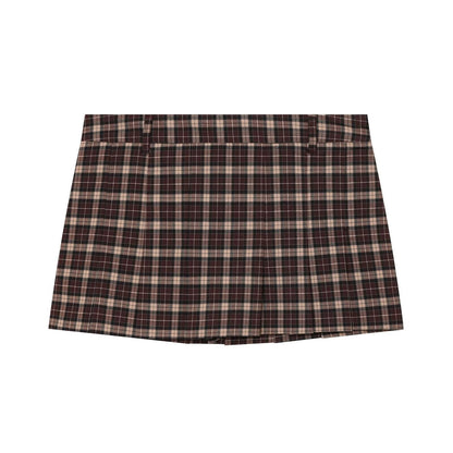 suit Women's 2 pieces casual short plaid Coat+culottes