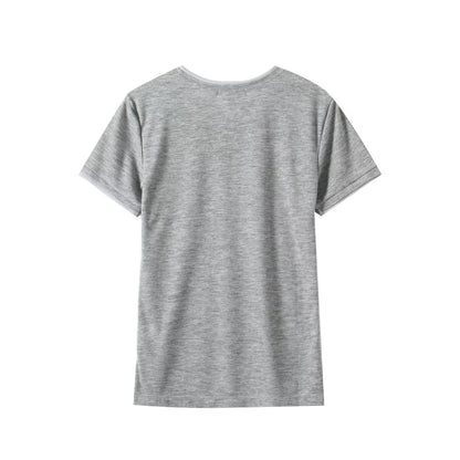 Women's New Fashion Basic Style Double Color Edge O Neck Short sleeved T-shirt