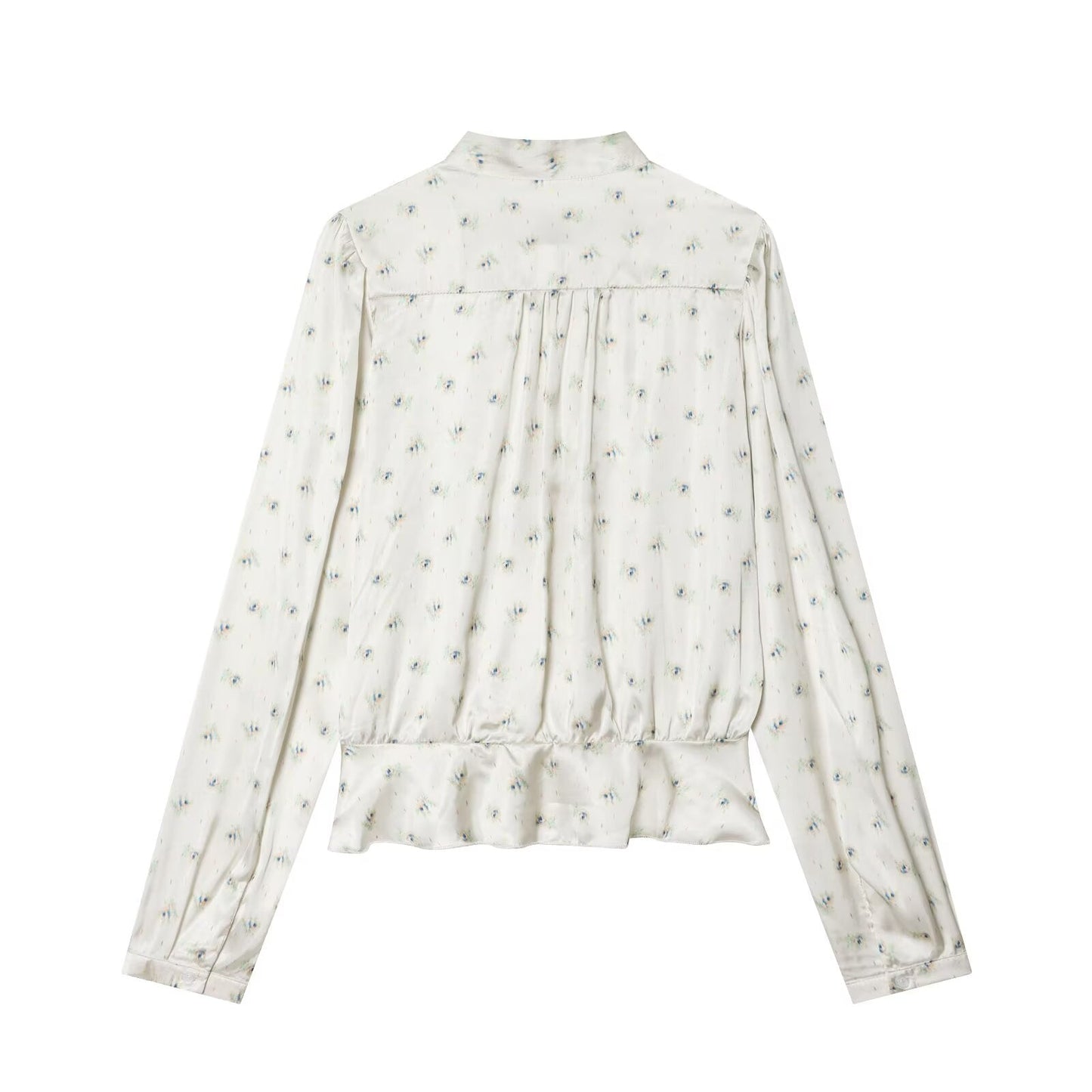 Women's bow decoration printed shirt