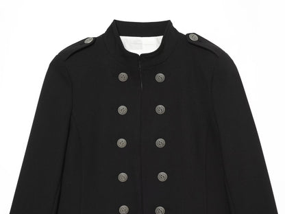 Women's With shoulder pads slim double breasted jacket