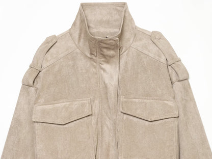 Women's suede texture short strap jacket Coat