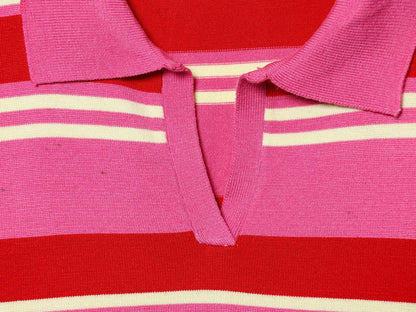 Women's casual striped knitted polo shirt