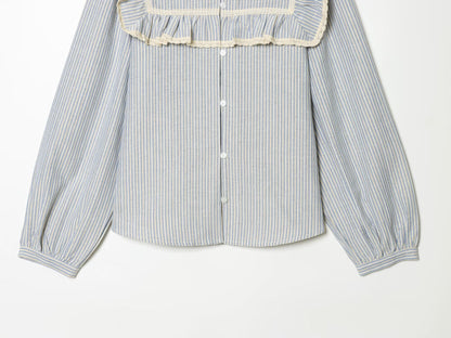 Women's metallic layered decorative striped shirt