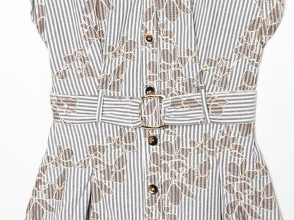 Women's Embroidered Bead Belt Mini Dress