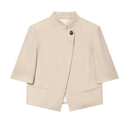 Women's short sleeved linen blend Blazer Coat