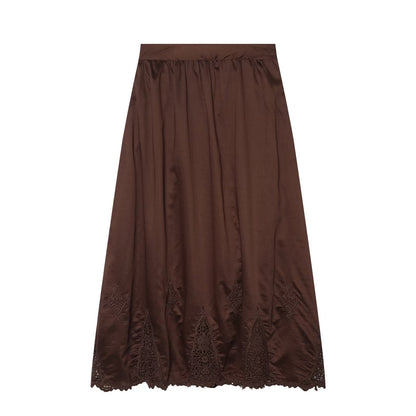 Women's casual embroidered fluffy MIDI skirt