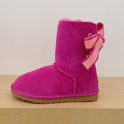 Women's new bow letter lace-up snow boots in the tube