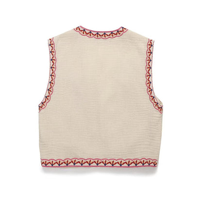 Women's floral embroidery decorative short vest