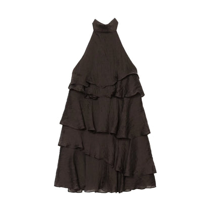 Women's layered decorative halter neck dress
